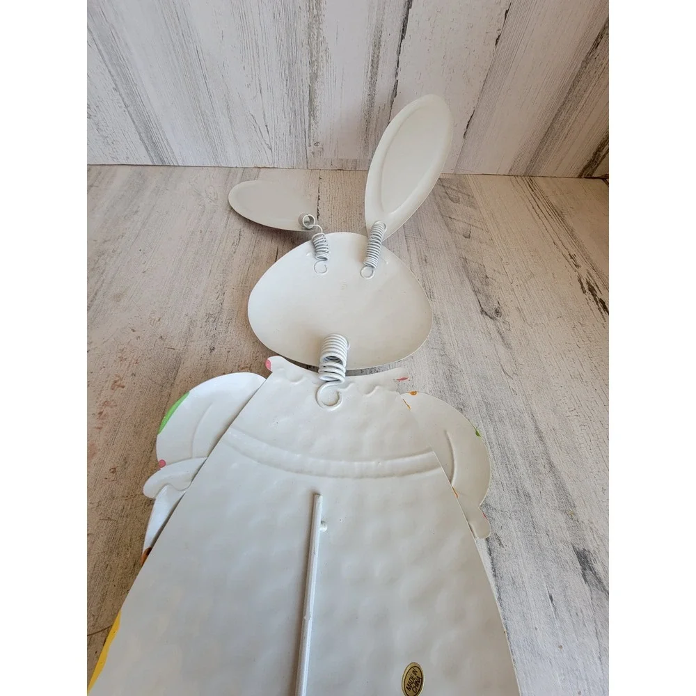 Easter large metal rabbit egg bunny girl lawn unique home bow spring floral